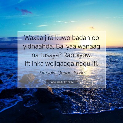 Picture 07 - Sabuurradii 4:6 SOM - Waxaa jira kuwo badan oo yidhaahda, Bal yaa - Bible Verse Picture