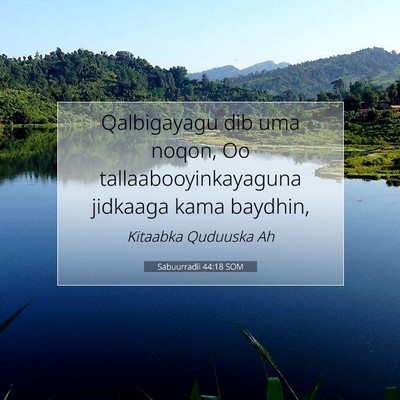 Picture 07 - Sabuurradii 44:18 SOM - Qalbigayagu dib uma noqon, Oo - Bible Verse Picture