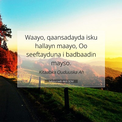 Picture 07 - Sabuurradii 44:6 SOM - Waayo, qaansadayda isku hallayn maayo, Oo - Bible Verse Picture