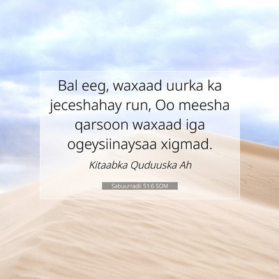 Picture 07 - Sabuurradii 51:6 SOM - Bal eeg, waxaad uurka ka jeceshahay run, Oo - Bible Verse Picture