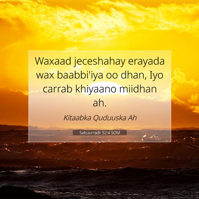Picture 07 - Sabuurradii 52:4 SOM - Waxaad jeceshahay erayada wax baabbi'iya oo dhan, - Bible Verse Picture