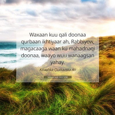Picture 07 - Sabuurradii 54:6 SOM - Waxaan kuu qali doonaa qurbaan ikhtiyaar ah, - Bible Verse Picture