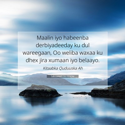 Picture 07 - Sabuurradii 55:10 SOM - Maalin iyo habeenba derbiyadeeday ku dul - Bible Verse Picture