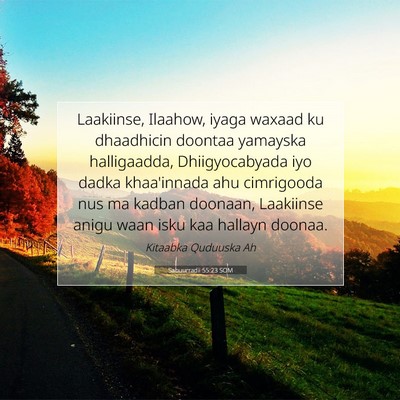 Picture 07 - Sabuurradii 55:23 SOM - Laakiinse, Ilaahow, iyaga waxaad ku dhaadhicin - Bible Verse Picture