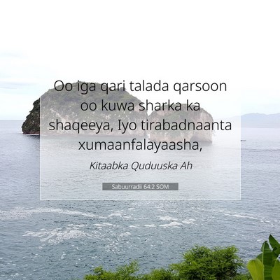 Picture 07 - Sabuurradii 64:2 SOM - Oo iga qari talada qarsoon oo kuwa sharka ka - Bible Verse Picture