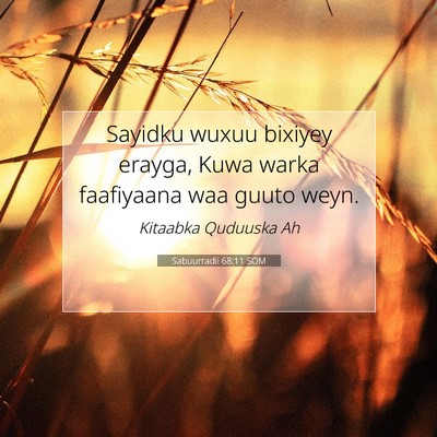 Picture 07 - Sabuurradii 68:11 SOM - Sayidku wuxuu bixiyey erayga, Kuwa warka - Bible Verse Picture