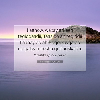Picture 07 - Sabuurradii 68:24 SOM - Ilaahow, waxay arkeen tegiddaadii, Taas oo ah - Bible Verse Picture