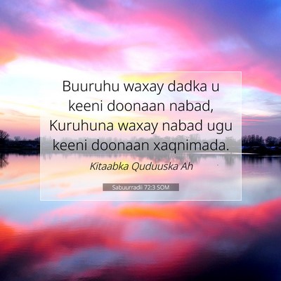 Picture 07 - Sabuurradii 72:3 SOM - Buuruhu waxay dadka u keeni doonaan nabad, - Bible Verse Picture
