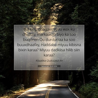 Picture 07 - Sabuurradii 78:20 SOM - Bal eeg, dhagaxii ayuu wax ku dhuftay, markaasaa - Bible Verse Picture
