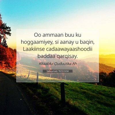 Picture 07 - Sabuurradii 78:53 SOM - Oo ammaan buu ku hoggaamiyey, si aanay u baqin, - Bible Verse Picture