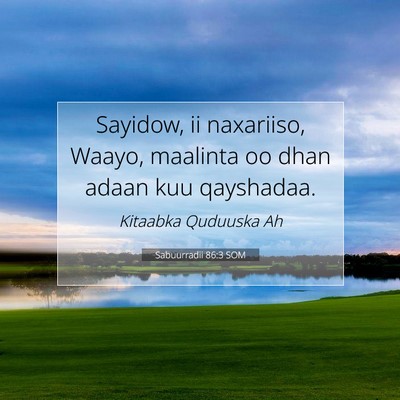 Picture 07 - Sabuurradii 86:3 SOM - Sayidow, ii naxariiso, Waayo, maalinta oo dhan - Bible Verse Picture