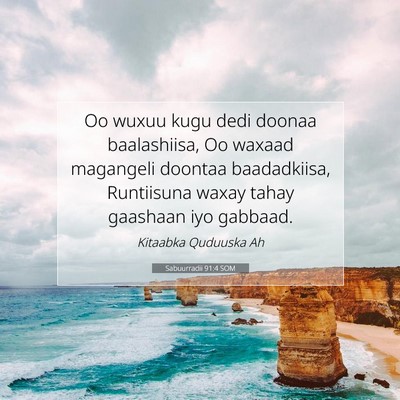 Picture 07 - Sabuurradii 91:4 SOM - Oo wuxuu kugu dedi doonaa baalashiisa, Oo waxaad - Bible Verse Picture
