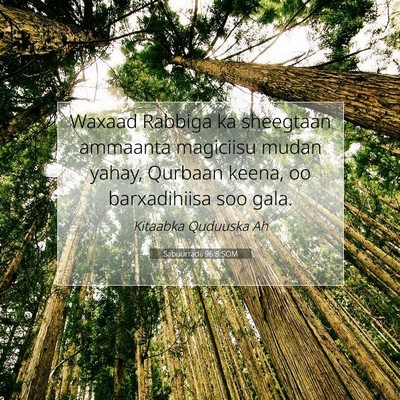 Picture 07 - Sabuurradii 96:8 SOM - Waxaad Rabbiga ka sheegtaan ammaanta magiciisu - Bible Verse Picture