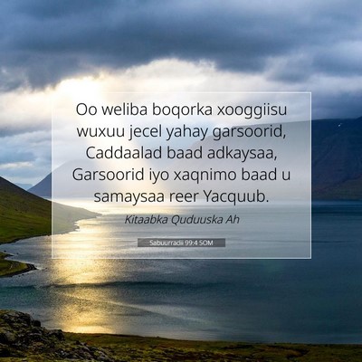 Picture 07 - Sabuurradii 99:4 SOM - Oo weliba boqorka xooggiisu wuxuu jecel yahay - Bible Verse Picture