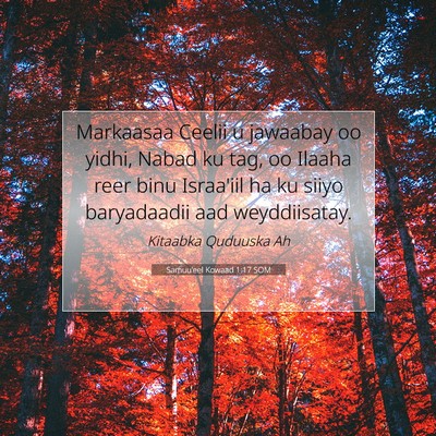 Picture 07 - Samuu'eel Kowaad 1:17 SOM - Markaasaa Ceelii u jawaabay oo yidhi, Nabad ku - Bible Verse Picture