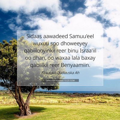 Picture 07 - Samuu'eel Kowaad 10:20 SOM - Sidaas aawadeed Samuu'eel wuxuu soo dhoweeyey - Bible Verse Picture