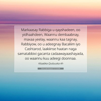 Picture 07 - Samuu'eel Kowaad 12:10 SOM - Markaasay Rabbiga u qayshadeen, oo yidhaahdeen, - Bible Verse Picture