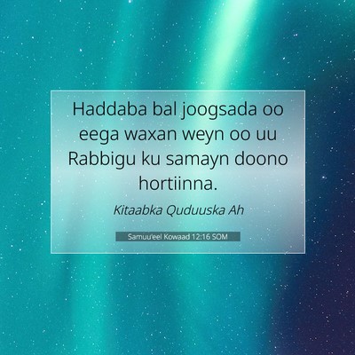 Picture 07 - Samuu'eel Kowaad 12:16 SOM - Haddaba bal joogsada oo eega waxan weyn oo uu - Bible Verse Picture