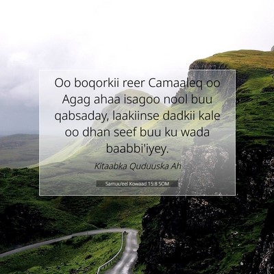 Picture 07 - Samuu'eel Kowaad 15:8 SOM - Oo boqorkii reer Camaaleq oo Agag ahaa isagoo - Bible Verse Picture