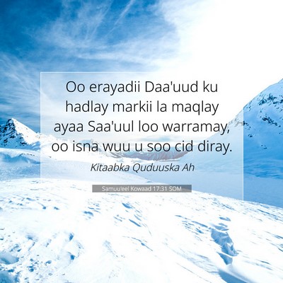 Picture 07 - Samuu'eel Kowaad 17:31 SOM - Oo erayadii Daa'uud ku hadlay markii la maqlay - Bible Verse Picture