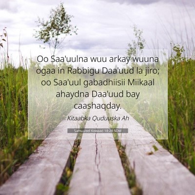 Picture 07 - Samuu'eel Kowaad 18:28 SOM - Oo Saa'uulna wuu arkay wuuna ogaa in Rabbigu - Bible Verse Picture