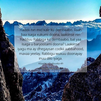 Picture 07 - Samuu'eel Kowaad 2:25 SOM - Haddii nin mid kale ku dembaabo, Ilaah baa isaga - Bible Verse Picture