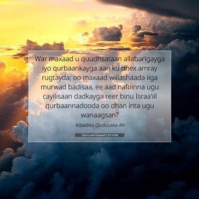 Picture 07 - Samuu'eel Kowaad 2:29 SOM - War maxaad u quudhsataan allabarigayga iyo - Bible Verse Picture