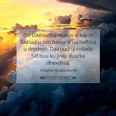 Picture 07 - Samuu'eel Kowaad 23:15 SOM - Oo Daa'uudna wuxuu arkay in Saa'uul u soo baxay - Bible Verse Picture