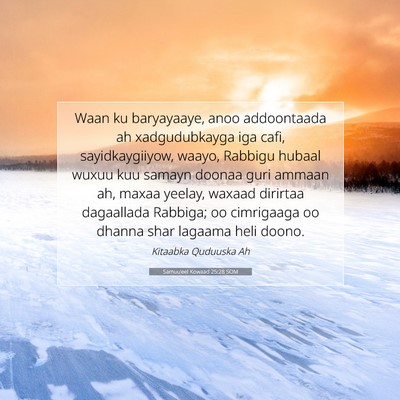 Picture 07 - Samuu'eel Kowaad 25:28 SOM - Waan ku baryayaaye, anoo addoontaada ah - Bible Verse Picture