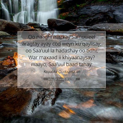 Picture 07 - Samuu'eel Kowaad 28:12 SOM - Oo naagtii markay Samuu'eel aragtay ayay cod weyn - Bible Verse Picture