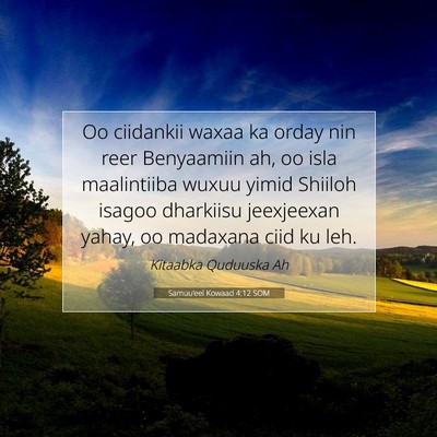 Picture 07 - Samuu'eel Kowaad 4:12 SOM - Oo ciidankii waxaa ka orday nin reer Benyaamiin - Bible Verse Picture