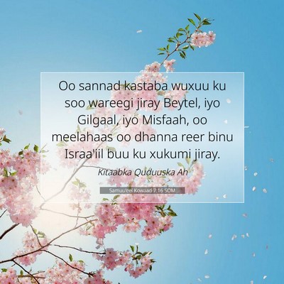 Picture 07 - Samuu'eel Kowaad 7:16 SOM - Oo sannad kastaba wuxuu ku soo wareegi jiray - Bible Verse Picture