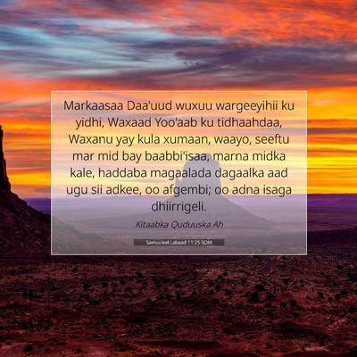 Picture 07 - Samuu'eel Labaad 11:25 SOM - Markaasaa Daa'uud wuxuu wargeeyihii ku yidhi, - Bible Verse Picture