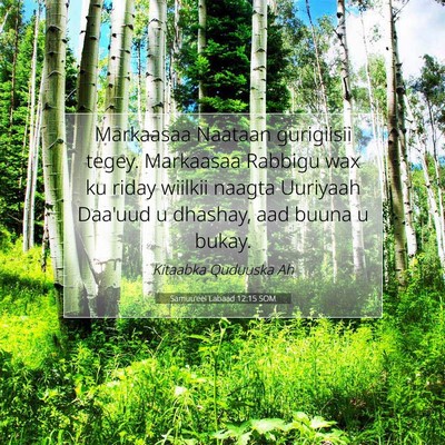 Picture 07 - Samuu'eel Labaad 12:15 SOM - Markaasaa Naataan gurigiisii tegey. Markaasaa - Bible Verse Picture