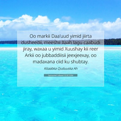 Picture 07 - Samuu'eel Labaad 15:32 SOM - Oo markii Daa'uud yimid jiirta dusheedii, meeshii - Bible Verse Picture