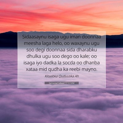 Picture 07 - Samuu'eel Labaad 17:12 SOM - Sidaasaynu isaga ugu iman doonnaa meesha laga - Bible Verse Picture