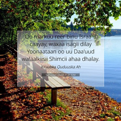 Picture 07 - Samuu'eel Labaad 21:21 SOM - Oo markuu reer binu Israa'iil caayay, waxaa - Bible Verse Picture