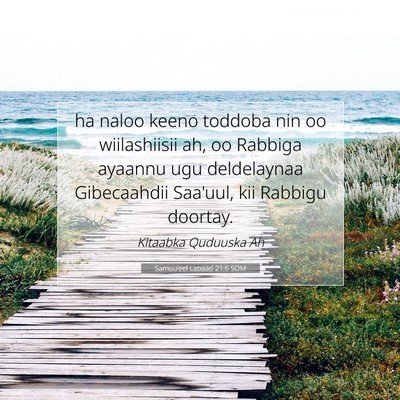Picture 07 - Samuu'eel Labaad 21:6 SOM - ha naloo keeno toddoba nin oo wiilashiisii ah, oo - Bible Verse Picture
