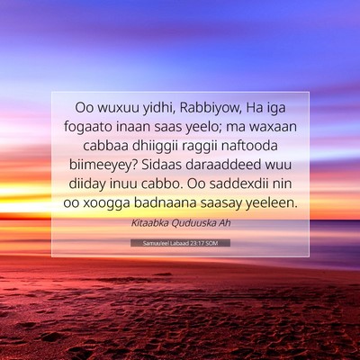 Picture 07 - Samuu'eel Labaad 23:17 SOM - Oo wuxuu yidhi, Rabbiyow, Ha iga fogaato inaan - Bible Verse Picture