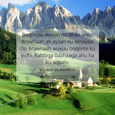 Picture 07 - Samuu'eel Labaad 24:23 SOM - Boqorow, waxan oo dhan anoo Arawnaah ah ayaan ku - Bible Verse Picture