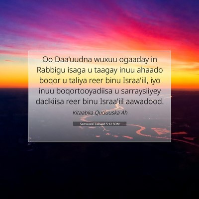 Picture 07 - Samuu'eel Labaad 5:12 SOM - Oo Daa'uudna wuxuu ogaaday in Rabbigu isaga u - Bible Verse Picture