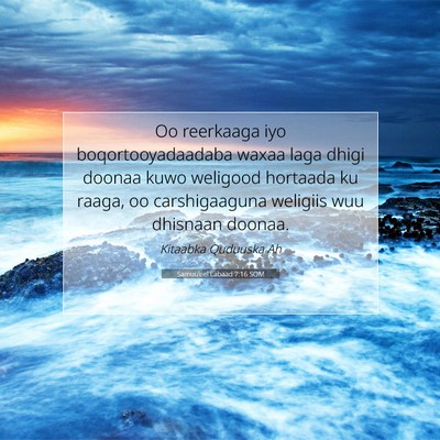 Picture 07 - Samuu'eel Labaad 7:16 SOM - Oo reerkaaga iyo boqortooyadaadaba waxaa laga - Bible Verse Picture