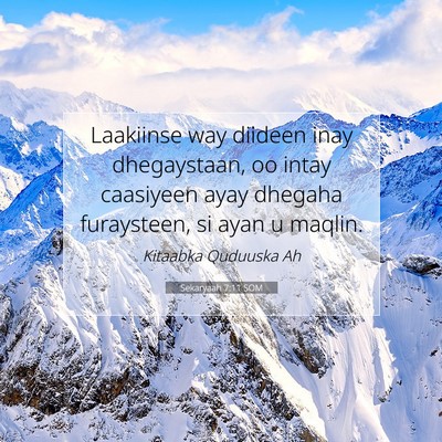 Picture 07 - Sekaryaah 7:11 SOM - Laakiinse way diideen inay dhegaystaan, oo intay - Bible Verse Picture