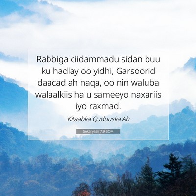 Picture 07 - Sekaryaah 7:9 SOM - Rabbiga ciidammadu sidan buu ku hadlay oo yidhi, - Bible Verse Picture