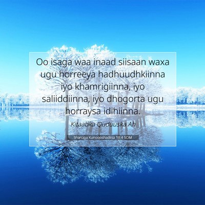 Picture 07 - Sharciga Kunoqoshadiisa 18:4 SOM - Oo isaga waa inaad siisaan waxa ugu horreeya - Bible Verse Picture
