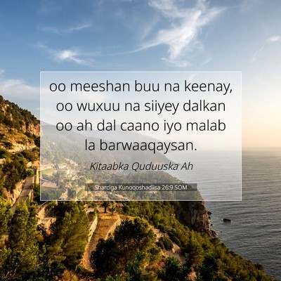 Picture 07 - Sharciga Kunoqoshadiisa 26:9 SOM - oo meeshan buu na keenay, oo wuxuu na siiyey - Bible Verse Picture