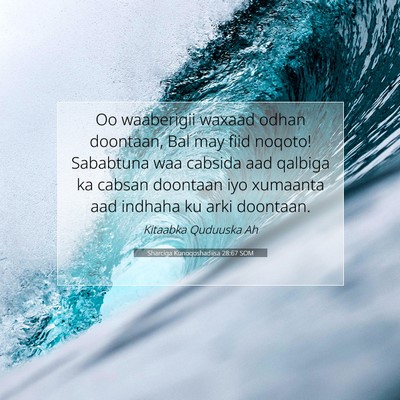 Picture 07 - Sharciga Kunoqoshadiisa 28:67 SOM - Oo waaberigii waxaad odhan doontaan, Bal may fiid - Bible Verse Picture