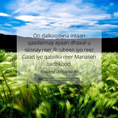 Picture 07 - Sharciga Kunoqoshadiisa 29:8 SOM - Oo dalkoodiina intaan qaadannay ayaan dhaxal u - Bible Verse Picture