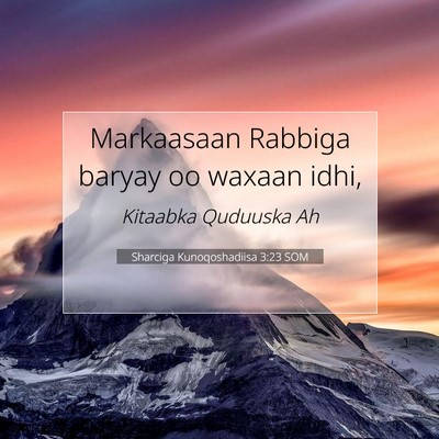 Picture 07 - Sharciga Kunoqoshadiisa 3:23 SOM - Markaasaan Rabbiga baryay oo waxaan - Bible Verse Picture
