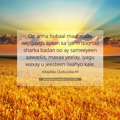 Picture 07 - Sharciga Kunoqoshadiisa 31:18 SOM - Oo anna hubaal maalintaas wejigayga ayaan ka - Bible Verse Picture